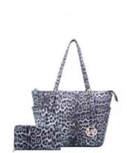 Leopard Shopper Bag with Matching Wallet LE1009WPP BLACK